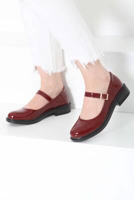 Kadın Bordo Jane Kemer Detaylı Loafer Ayakkabı - 27145 - 2