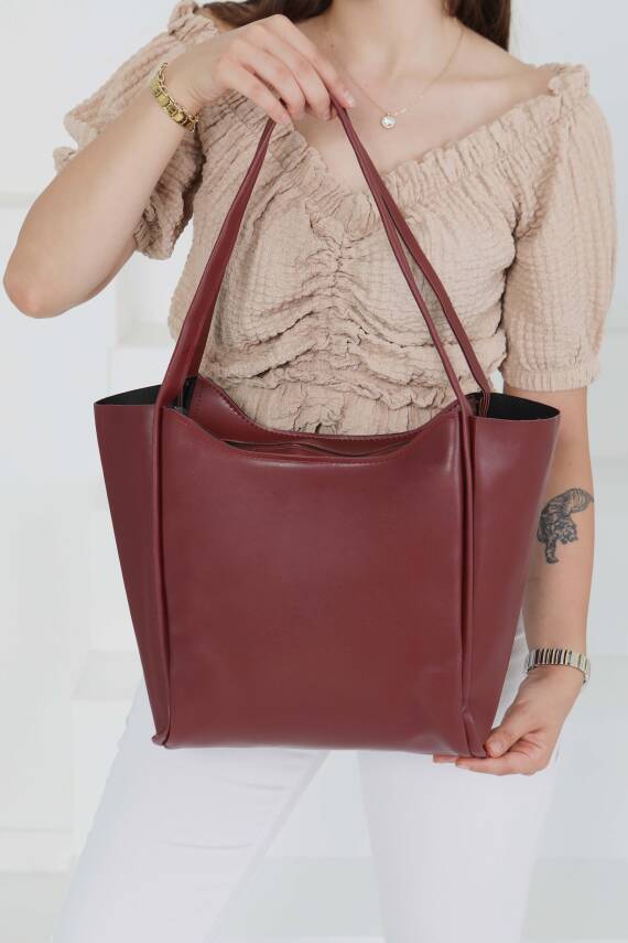 Kadın Bordo Kol Çantası - 27490 - 3