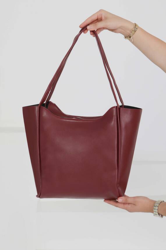 Kadın Bordo Kol Çantası - 27490 - 4