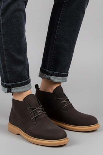 Kadın Kahve Bağcıklı Yarım Süet Bot - 27906-KAHVE - 3