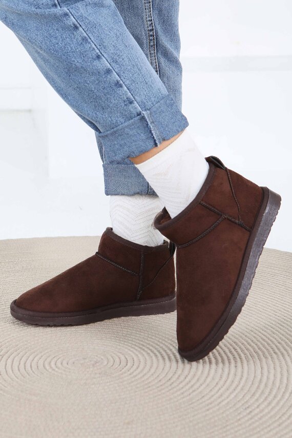 Kadın Kahve İçi Peluş Yarım Süet Bot - 27784-KAHVE - 3