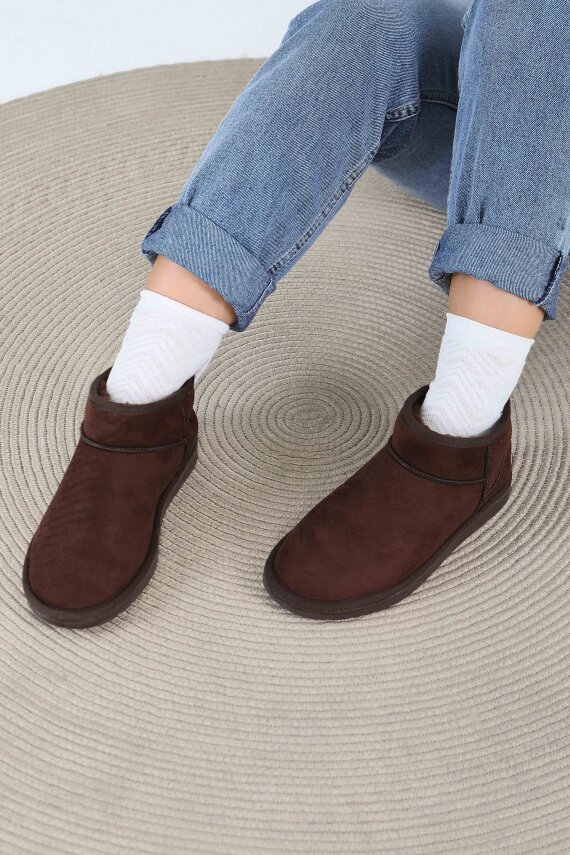 Kadın Kahve İçi Peluş Yarım Süet Bot - 27784-KAHVE - 4