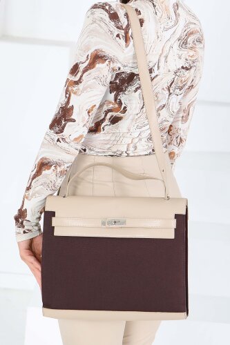 Kadın Kahve Suni Deri Detaylı Omuz Çantası - 27843-KAHVE