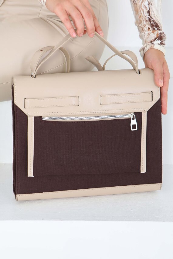 Kadın Kahve Suni Deri Detaylı Omuz Çantası - 27843-KAHVE - 4