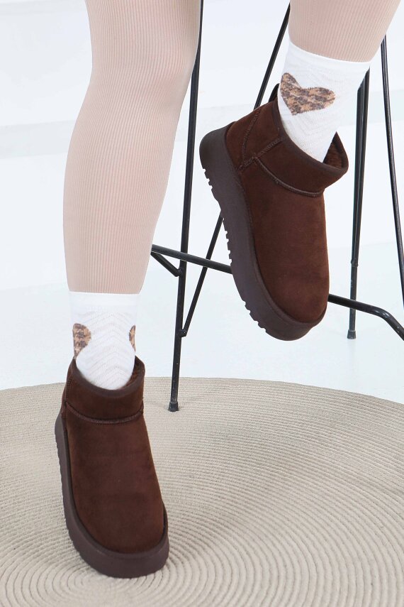 Kadın Kahve Yüksek Taban Yarım Süet Bot - 27783-KAHVE - 3