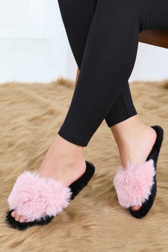 Kadın Pembe Ponponlu Ev Terliği - 27782-PEMBE