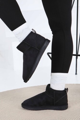 Kadın Siyah İçi Peluş Yarım Süet Bot - 27784-SIYAH - 4