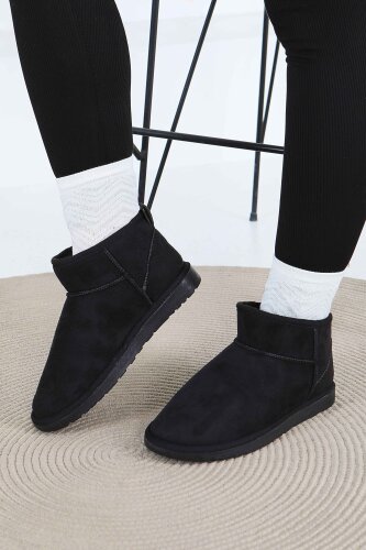 Kadın Siyah İçi Peluş Yarım Süet Bot - 27784-SIYAH - 3