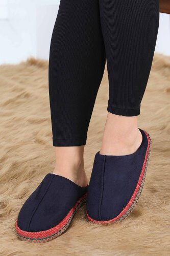 Kadın Siyah Yanları Nakışlı Ev Terliği - 27781-SIYAH 