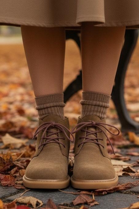 Kadın Taba Bağcıklı Yarım Süet Bot - 27906-TABA - 3