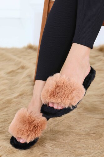 Kadın Taba Ponponlu Ev Terliği - 27782-TABA