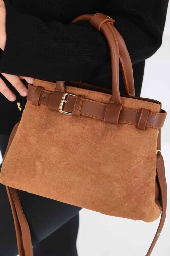 Kadın Taba Süet Detaylı El Çantası - 27842-TABA - 3