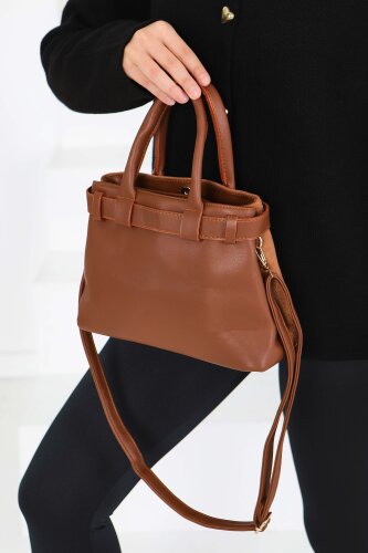 Kadın Taba Süet Detaylı El Çantası - 27842-TABA - 4