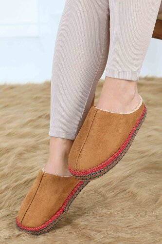 Kadın Taba Yanları Nakışlı Ev Terliği - 27781-TABA - 3