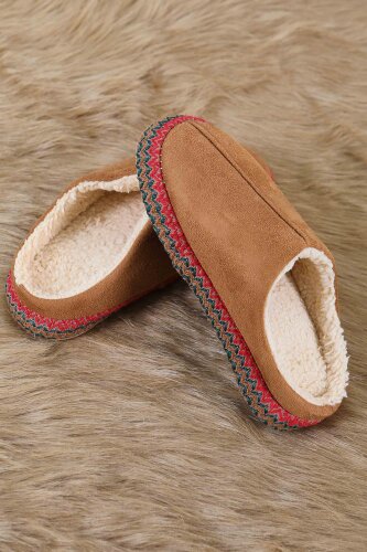 Kadın Taba Yanları Nakışlı Ev Terliği - 27781-TABA - 4