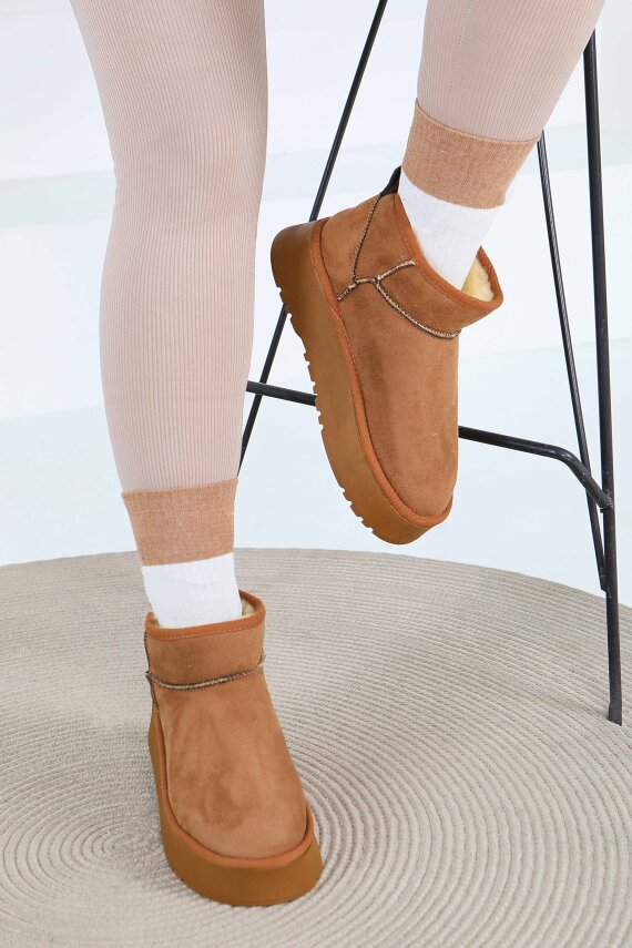 Kadın Taba Yüksek Taban Yarım Süet Bot - 27783-TABA - 1