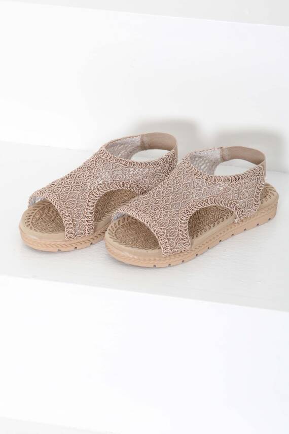Kadın Vizon Nakış Hasırlı Sandalet - 27156 - 6