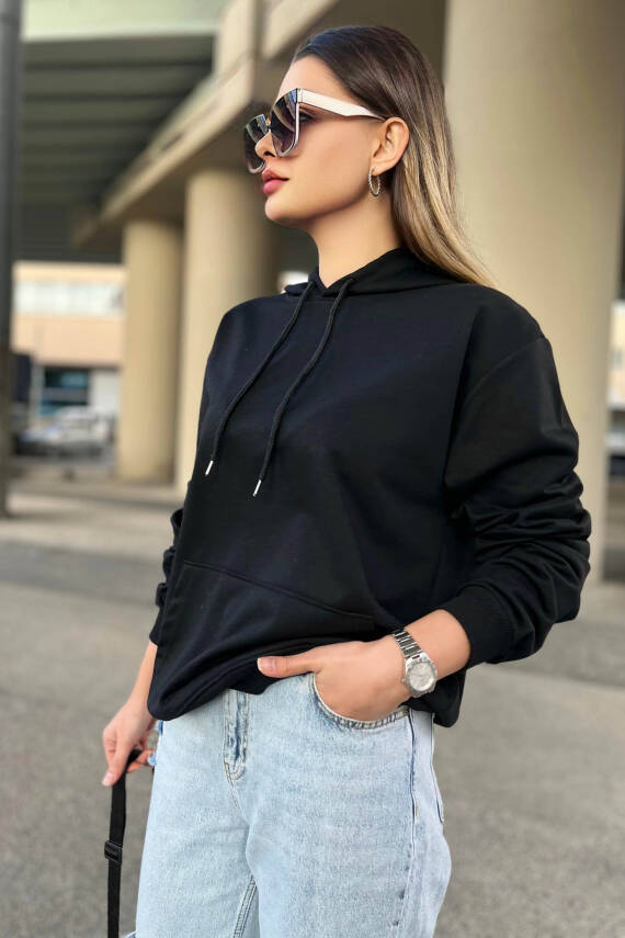 Kapsonlu Sweat Siyah - 23003 - 1