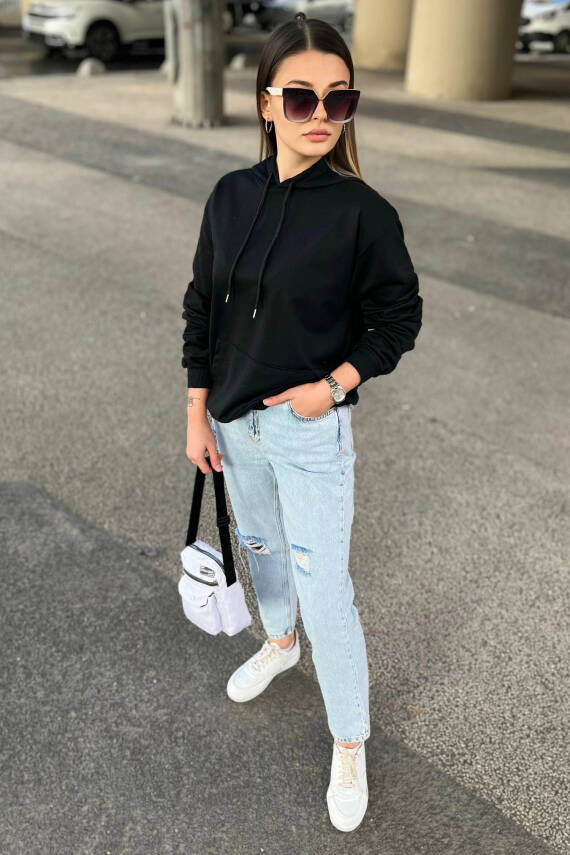 Kapsonlu Sweat Siyah - 23003 - 3