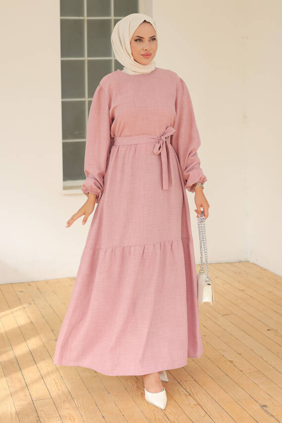Katlı Elbise Gül - 26624 - 2