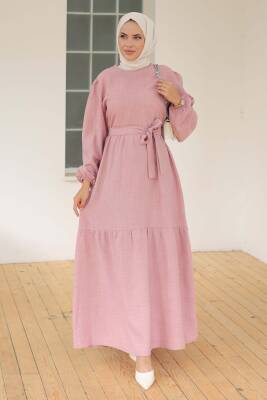 Katlı Elbise Gül - 26624 - 3