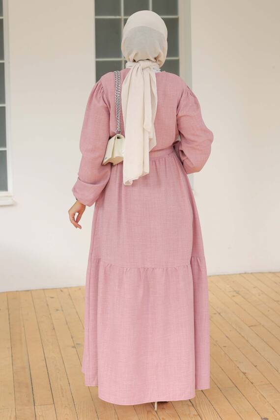 Katlı Elbise Gül - 26624 - 6