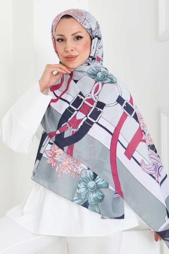 Kemerli Çiçek Bahçesi Serisi Pamuk Şal Mint - 27858-MINT - 4