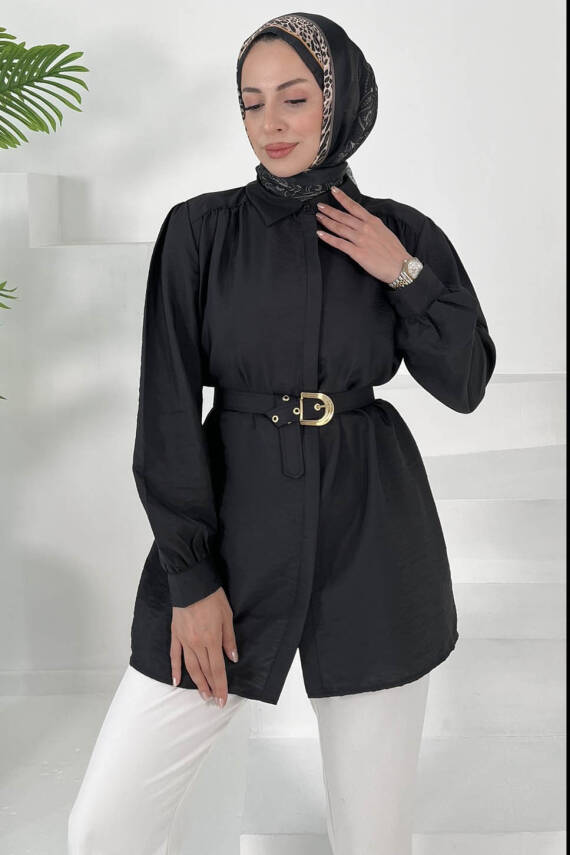 Kemerli Tunik Siyah - 27002 - 1