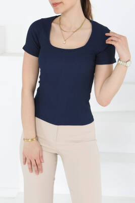 Kısa Kollu Bluz Lacivert - 27235 - 3