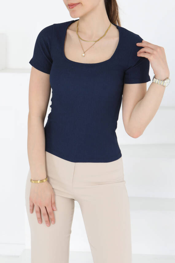 Kısa Kollu Bluz Lacivert - 27235 - 3
