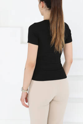 Kısa Kollu Bluz Siyah - 27235 - 5