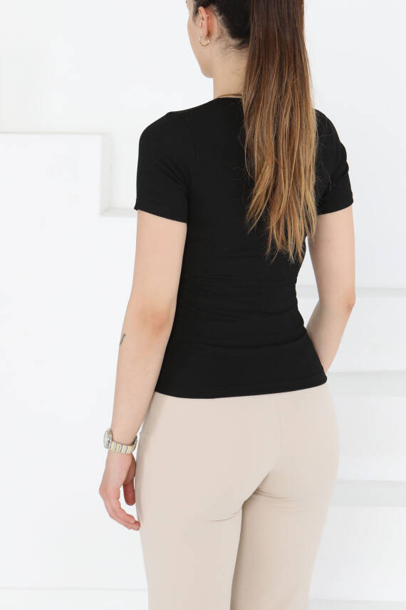 Kısa Kollu Bluz Siyah - 27235 - 5