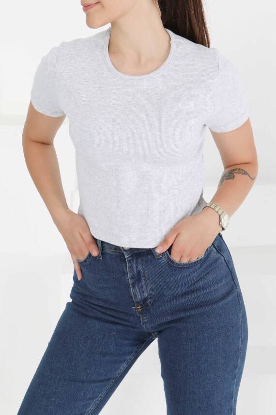 Kısa Kollu Body Gri - 27418 - 1
