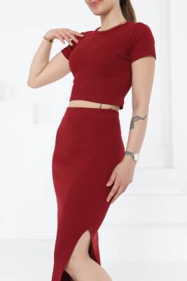 Kısa Kollu İkili Takım Bordo - 27231 - 1