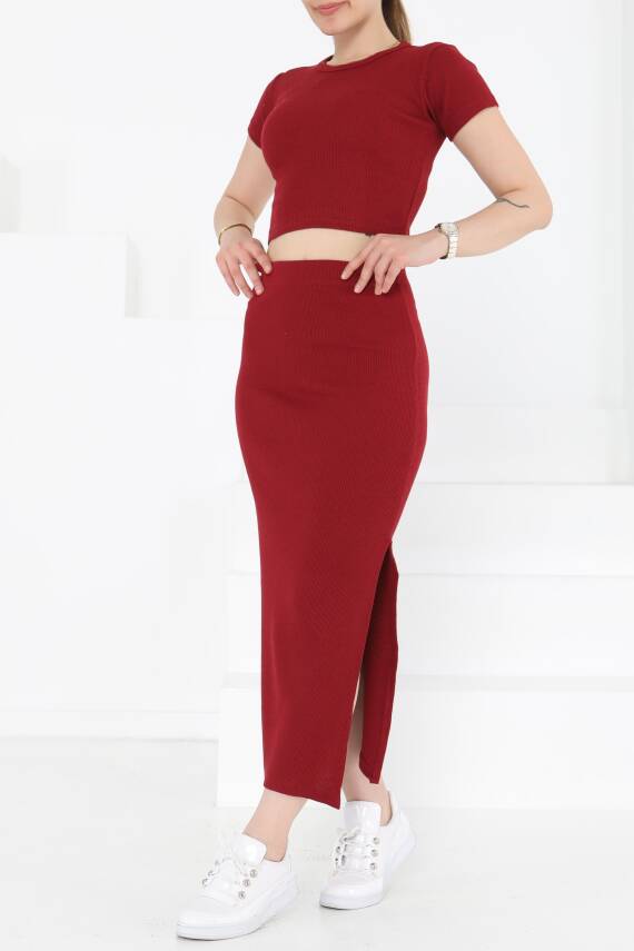 Kısa Kollu İkili Takım Bordo - 27231 - 3