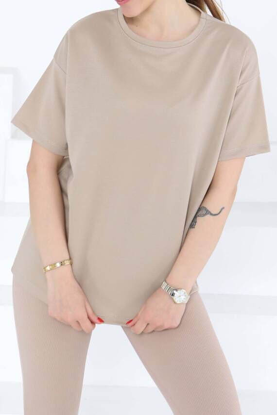 Kısa Kollu T-Şhirt Bej - 27140 - 1