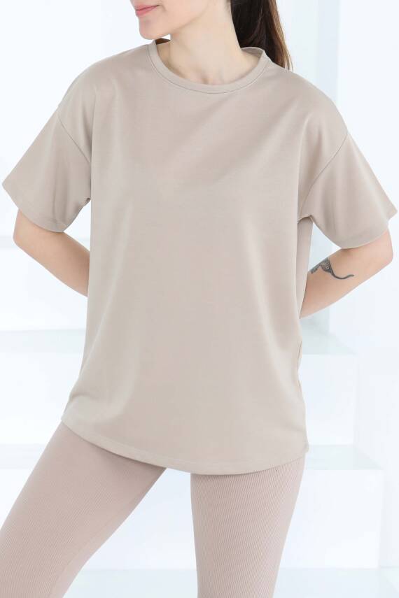Kısa Kollu T-Şhirt Bej - 27140 - 3