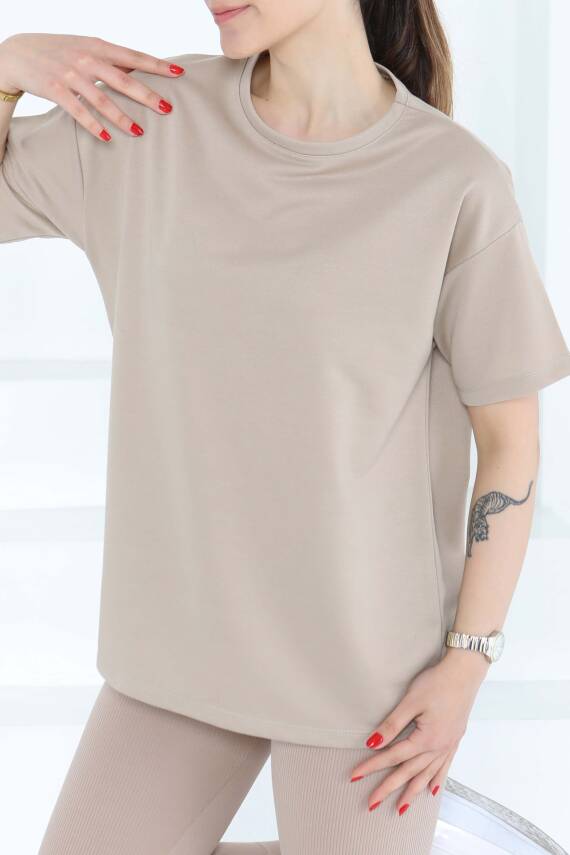 Kısa Kollu T-Şhirt Bej - 27140 - 4