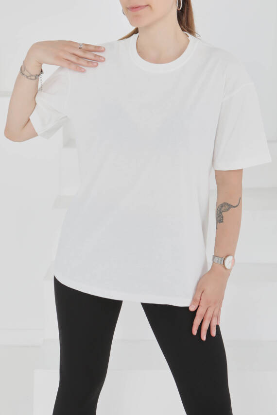 Kısa Kollu T-Şhirt Beyaz - 27346 - 3