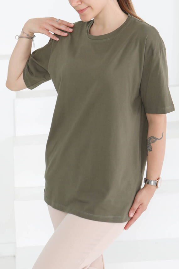 Kısa Kollu T-Şhirt Haki - 27346 - 3