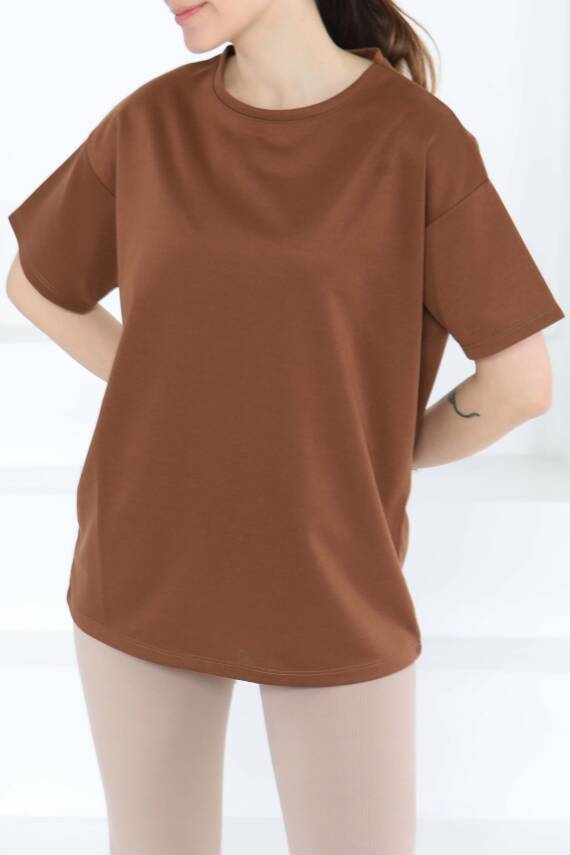 Kısa Kollu T-Şhirt Kahve - 27140 - 2