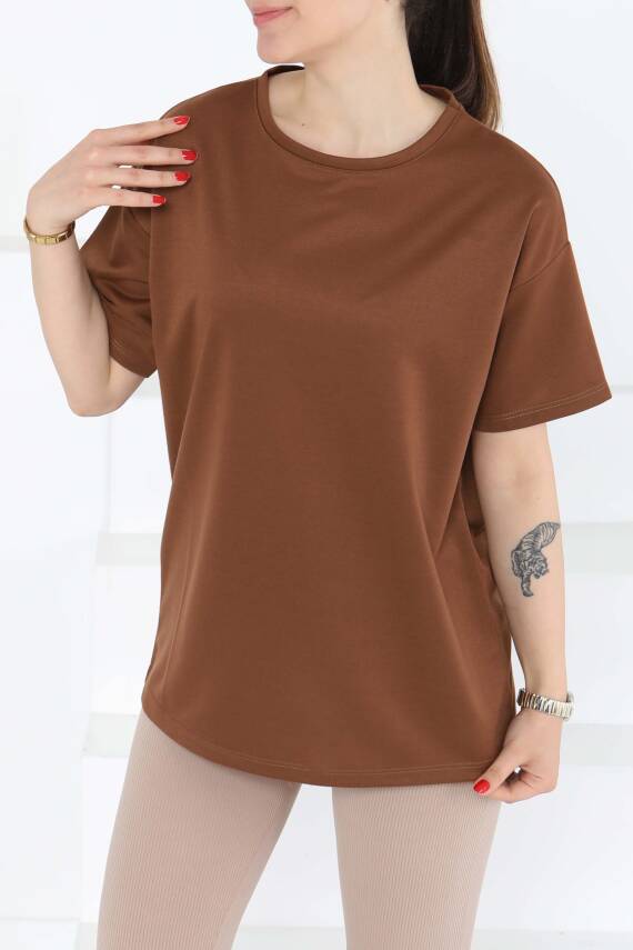 Kısa Kollu T-Şhirt Kahve - 27140 - 3