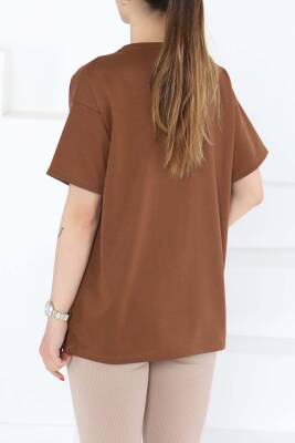 Kısa Kollu T-Şhirt Kahve - 27140 - 5