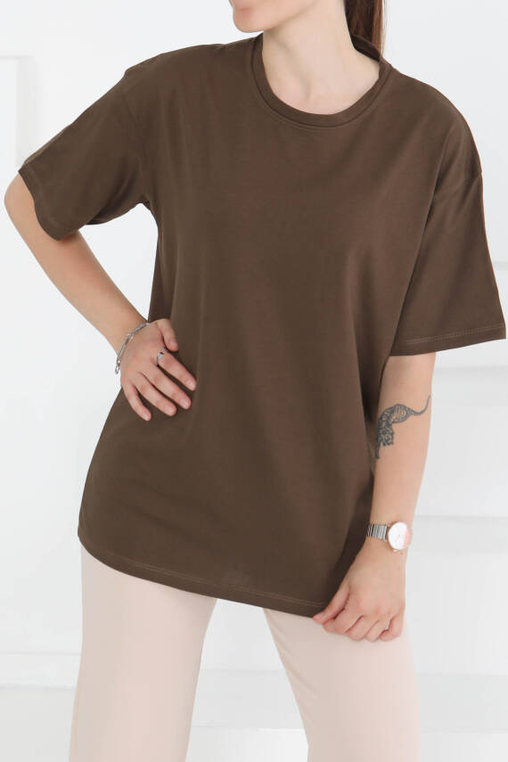 Kısa Kollu T-Şhirt Kahve - 27346 - 2