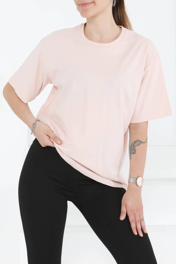 Kısa Kollu T-Şhirt Pudra - 27346 - 1