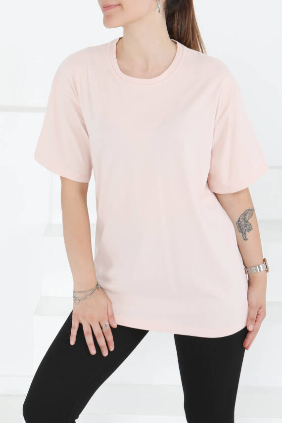 Kısa Kollu T-Şhirt Pudra - 27346 - 3