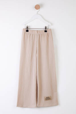 Kız Çocuk Bej Arma Detaylı Pijama Altı - 25488 