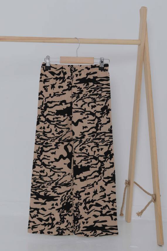 Kız Çocuk Bej Leopar Desenli Pijama Altı - 27051 - 1
