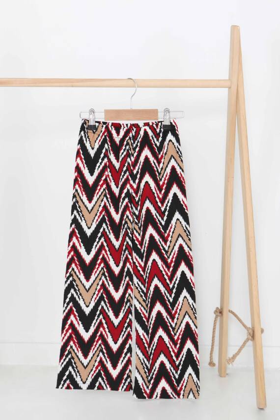 Kız Çocuk Bordo Desenli Pantolon - 27379 - 1