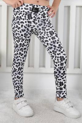 Kız Çocuk Füme Leopar Desenli Tayt - 26802 - 1